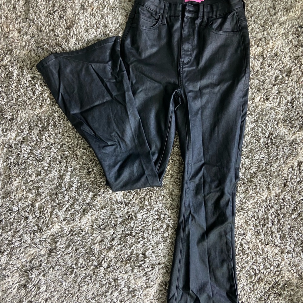 Edikted black Faux Leather flare pants